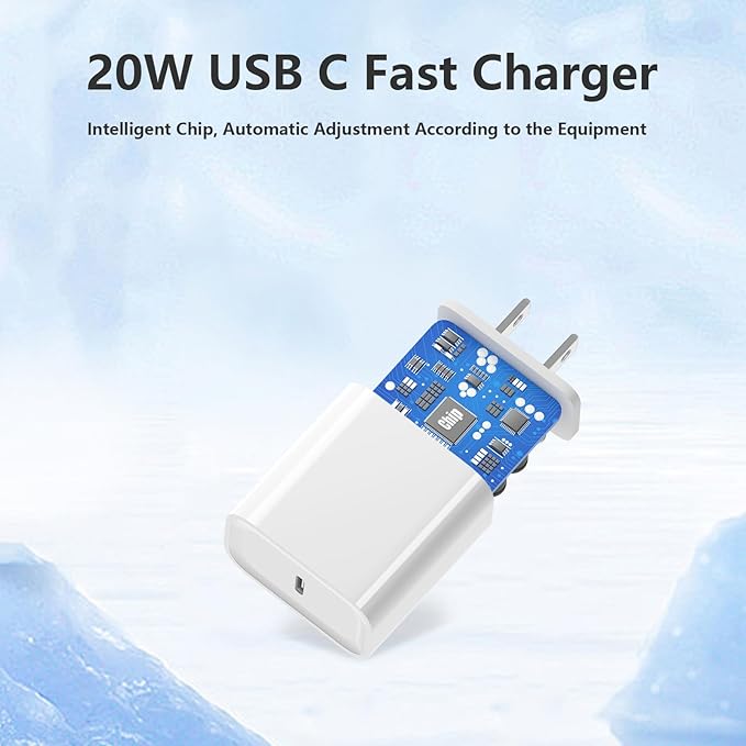 USB C Charger Block for Apple iPhone Air 17 16 15 14 13 12 11 Pro Max, 20W USBC Fast Charging Cube Plug Brick for Apple Watch iPhone iPad Airpods and More, 1Pack 1C USB-C Power Adapter, White