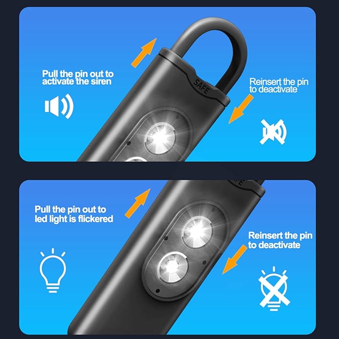 Halo-Siren Alarm, HaloSiren Personal Safety Alarm - Travel Safe Alarm with 130db Loud and LED Strobe Light, Safety Keychain Compatible with Bags, Keys, Backpacks (Orange)