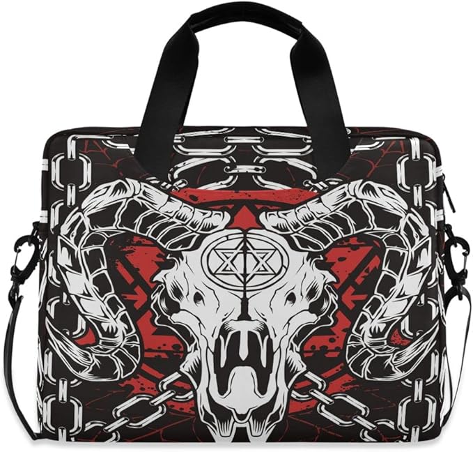 Devil Skull Baphomet Satanic Pentagram Laptop Case 15.6 inch Computer Bag Waterproof Laptop Briefcase Laptop Bag for Women & Men