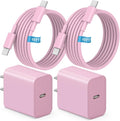 MYBEER iPhone 17 16 15 Charger Fast Charging, [ETL Certified] 2 Pack 10FT USB C Charger Cable with 20W Type C Fast Charging Block for iPhone 17/17 Pro/17 Pro Max/16/16 Pro/16 Pro max/16 Plus/15（Pink）