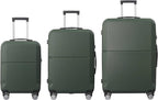 3-Piece Luggage Set 3 (20"/24"/28"), Hardside Suitcases with 8 Spinner Wheels, Scratch-Resistant ABS Shell, set2, set3 Travel Suitcase, TSA Lock (Minimalist Design, Green)