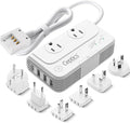 Ceptics Travel Voltage Converter -200W Convert 220V to 110V for Curling Iron, Straightener, Charger Step Down World Power Plug - 4 USB PD 18W Fast Charging - SWadApt - Type A, B, C, E/F, G, I Include