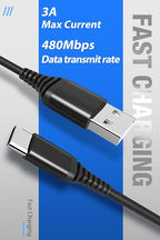 (3 Pack - 10ft USB Type C to USB A Cables - QC Fast Charging 10 feet Braided Cords Compatible with iPhone 15, MacBook Pro, iPad mini 6, Air 4, Galaxy S23, Note, Pixel, Moto Edge Android