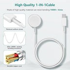 Upgraded Apple Watch Charger, Magnetic Fast Charger, USB C Charger Block Plug Adapter with 6FT iWatch Portable Wireless Fast Charging Cable Cord for iWatch Series Ultra/9/8/7/6/SE/SE2/5/4/3