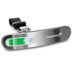 Fosmon Digital Luggage Scale, Digitial LCD Display Backlight Baggage Scale with 110lbs Capacity, Portable Stainless Steel Hanging Luggage Weight Scale with Tare Function for Travelers - Silver