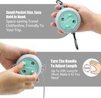 Portable Travel Clothesline Cord, Caudblor Adjustable 33ft Camping Clothes line, Laundry Drying Rope for Hotel Trip, Cruise, Outdoor/Indoor, with 12Pcs Stoppers, Windproof Clothespins