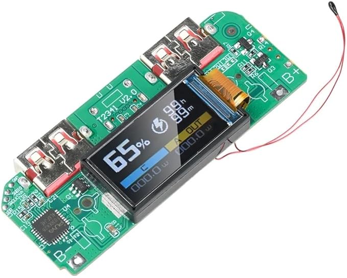 USB 22.5W Fast Charging Step-Down Converter Power Bank Module with PD QC FCP VOOC Protocols Type-C and Dual USB Ports TFT Display Multiple Safety Protection