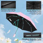 YINBAOGE Compact Travel Umbrella, Automatic Folding Windproof 8 Ribs, Lightweight Small Portable Parasol for Rain & Sun with UV Protection, Fits Car, Backpack, Purse, Men & Women