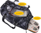 mezhsa Kids Overnight Duffle Bag Girls Boys Sports Gym Bag with Shoe Compartment Wet Pocket Camouflage travel bag(Grey)