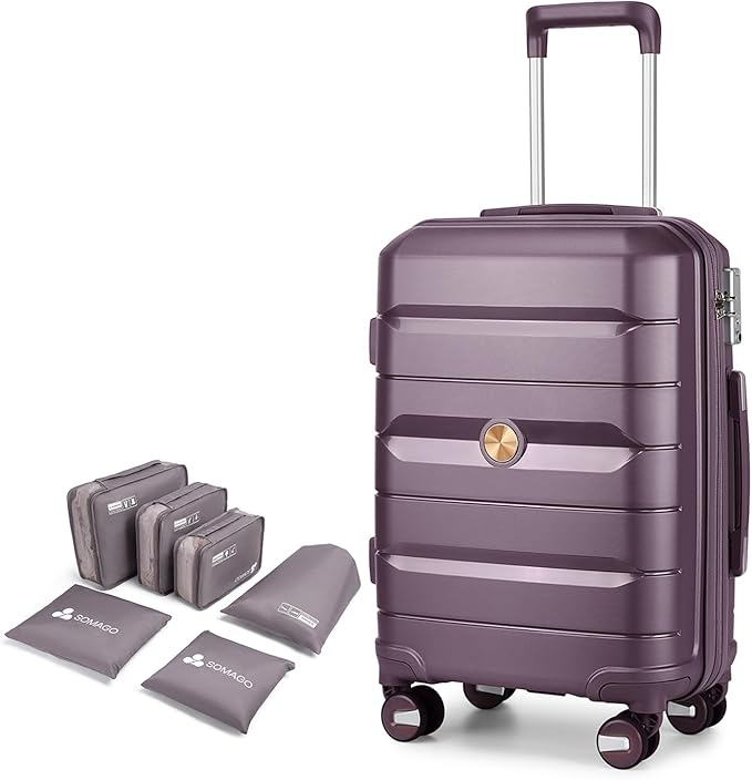 Somago 28 Inch Luggage With Spinner Wheels Hard Shell Polypropylene Suitcase with TSA Lock and YKK Zipper,Elegant Purple