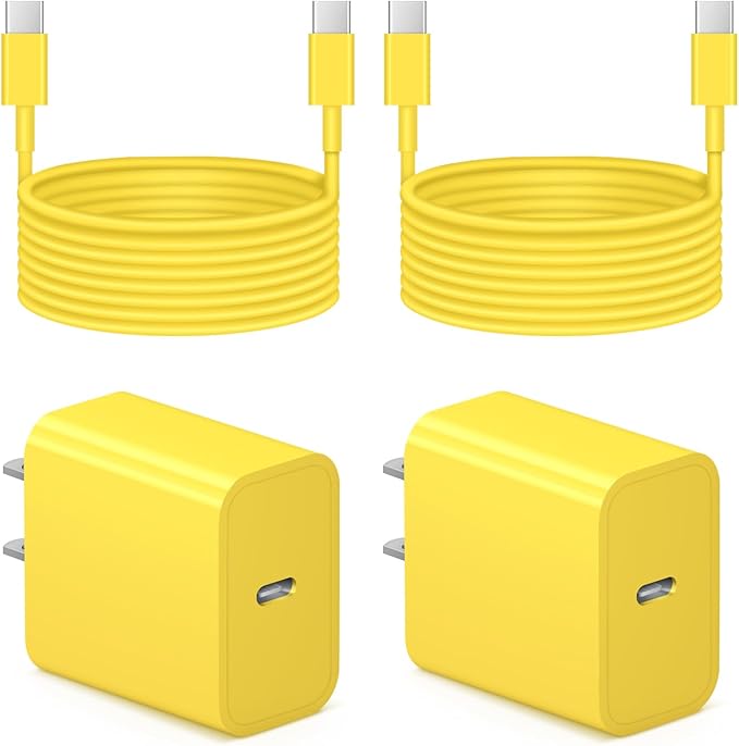 iPhone 17 16 15 Charger Fast Charging 6FT - 20W USB C Charger Block with 6FT Type C to C Cable Compatible with iPhone 17/17 Pro/17 Pro Max/Air/16/16e/15, iPad Pro, iPad Air (Yellow)