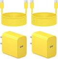 iPhone 17 16 15 Charger Fast Charging 6FT - 20W USB C Charger Block with 6FT Type C to C Cable Compatible with iPhone 17/17 Pro/17 Pro Max/Air/16/16e/15, iPad Pro, iPad Air (Yellow)