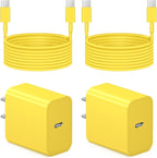 iPhone 17 16 15 Charger Fast Charging 6FT - 20W USB C Charger Block with 6FT Type C to C Cable Compatible with iPhone 17/17 Pro/17 Pro Max/Air/16/16e/15, iPad Pro, iPad Air (Yellow)