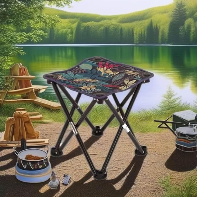 Portable Folding Stool, Compact Lightweight Camping Stool, Outdoor Camping Samll Chair for Fishing Hiking Gardening Outdoor Walking Backpacking Travelling and Beach with Carry Bag