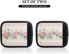 2 Pack Luggage Handle Wrap with Travel Tags - Non-Slip Protective Cover Soft Handle Grips Covers for Suitcase(Pink Flower Butterfly)