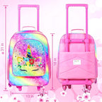 WZLVO Kids Luggage for Boys and Girls, Cute Dinosaur Unicorn Rolling Wheels Suitcase for Toddler Children
