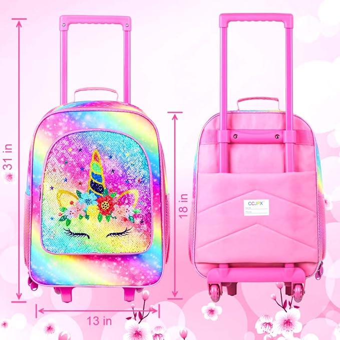 WZLVO Kids Luggage for Boys and Girls, Cute Dinosaur Unicorn Rolling Wheels Suitcase for Toddler Children