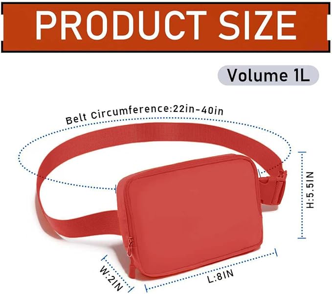 Amazerbst Belt Bag, Fanny Pack, Everywhere Belt Bag,40 Inch Adjustable Strap, for Women and Men,Waterproof