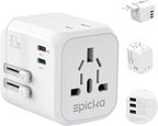 EPICKA 35W Universal Travel Adapter with 2 AC Outlet, European Travel Plug Adapter with PD Fast Charging, 6-Port (2 AC/2 USB-C/3 USB-A) International Power Adapter - Travel Essentials (TA-205, White)