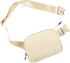 ODODOS Unisex Mini Belt Bag with Adjustable Strap Small Fanny Pack for Workout Running Traveling Hiking, Ivory