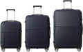 3-Piece Luggage Set 3 (20"/24"/28"), Hardside Suitcases with 8 Spinner Wheels, Scratch-Resistant ABS Shell, set2, set3 Travel Suitcase, TSA Lock (Minimalist Design, Dark Blue)