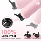 DYSANKY Insulated Water Bottle | Thickened Stainless Steel Vacuum Metal | Portable Sports Water Jug for Gym and Hiking with Straw, Carrier Bag, Handle Strap | BPA-Free 32 oz, Pink