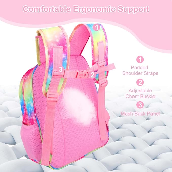 RHCPFOVR Kids Backpack for Girls - Girls Backpack 3-8 Ages Unicorn for Kids 15 Inch School Bookbag for Kindergarten Elementary School Bookbag for Girl 1st 2nd Grade