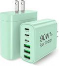 90W GaN USB C Charger Block [2 Pack],6-Port USB C Wall Charger Fast Charging 45W PD Power Adapter for MacBook Air/iPad Pro/iPhone 17Pro Max/Samsung Galaxy S24 Ultra/Tabs for Home Travel
