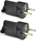 Ceptics Schuko Germany, France CEE7/7 Travel Power Plug Adapter Accepts NEMA 5-15R - ETL Certified - Industrial Grade (IG-9-2PK)