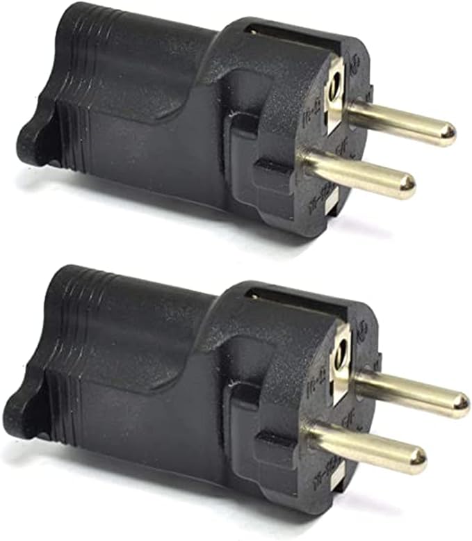 Ceptics Schuko Germany, France CEE7/7 Travel Power Plug Adapter Accepts NEMA 5-15R - ETL Certified - Industrial Grade (IG-9-2PK)
