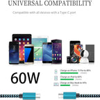 Teeind Type C Cable Fast Charging, Tpc002 3 Pack(3Ft/0.9M 60W) C to Type C Charger Nylon Braided Cord Compatible with iPhone 17/17 pro, 16/16 pro, MacBook, Samsung Galaxy S25/24/23/22, for Daily Use
