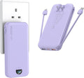Portable Charger with Wall Plug, 10000mAh USB C Power Bank Fast Charging, External Battery Pack with Built in Cables, Digital Display, 5 Output 4 Input for iPhone Android Cell Phone Tablet
