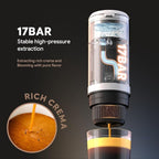 3 in 1 Portable Espresso Machine With NO Heating Function, Type-C Charging Electric Espresso Maker, 17 Bar Mini Coffee Maker For N ESPRESSO/DolceGustoPods & Ground Coffee On the Go, Black
