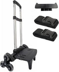 Lightweight Foldable Backpack Trolley – Black 3-Wheel Rolling Hand Truck with Strap, Portable Folding Cart for Backpack, Travel, Commuting, and Daily Utility Use