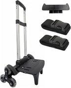 Lightweight Foldable Backpack Trolley – Black 3-Wheel Rolling Hand Truck with Strap, Portable Folding Cart for Backpack, Travel, Commuting, and Daily Utility Use