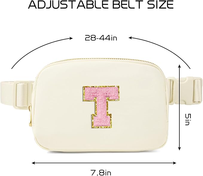 Gitus Personalized Gifts Birthday Gifts for Girls Fanny Pack Cross Body Bags with Initial Letter Preppy Stuff Gifts for Her Girlfriend Wife Sister Friends Mom (Ivory-T)