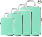 Gonex Compression Packing Cubes, 4pcs Expandable Storage Travel Luggage Bags Organizers (Mint Green)
