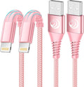 Aioneus iPhone Charger 6ft 2Pack, Apple Certified USB A to Lightning Cable Nylon Braided Phone Charger Cord Fast Charging for iPhone 14 13 12 11 Pro Xr Xs Max 10 8 7Plus 6 SE -Pink