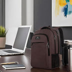 MATEIN 32L Laptop Backpack, Water Resistant School BookBag Fits 15.6 Inch Laptop Computer, Sturdy Personal Item Bag Casual Travel Daypack Carry on Underseat Luggage Backpack for Airlines, Brown