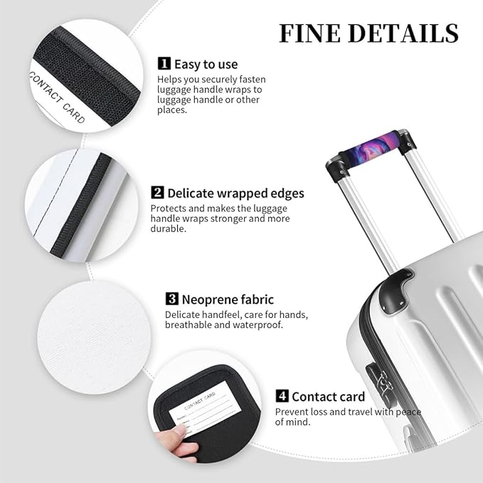 2 Pack Luggage Handle Wrap with Travel Tags - Non-Slip Protective Cover Soft Handle Grips Covers for Suitcase(Fishing)