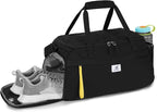 SKYSPER Gym Bag for Men & Women with Shoe Compartment, Carry-on Gym Duffle Bag for Travel and Sports, Workout Overnight Bag with Large Wet Pocket, Black