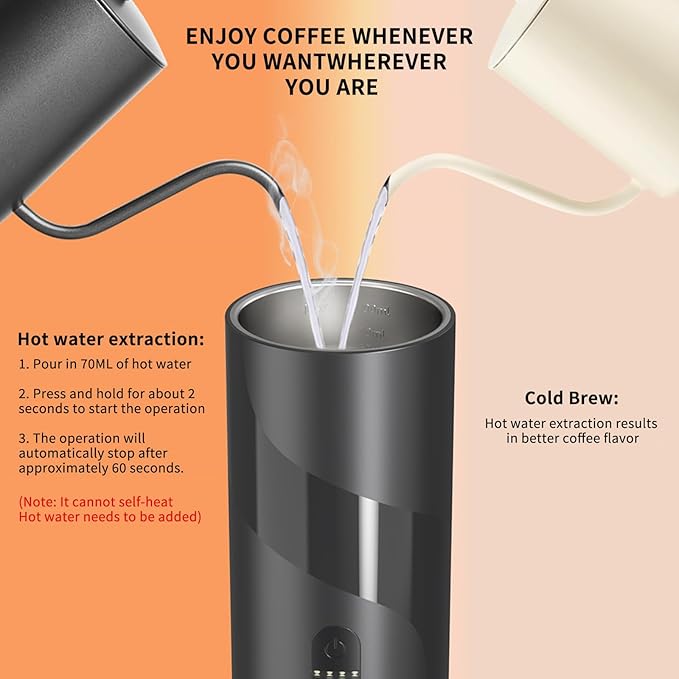 Portable Coffee Machine，Rechargeable Cafetière Portable de Voyage with USB-C, 20bar, Electric Coffee Maker for Camping & Travel, 3-in-1 Car Coffee Maker, Compatible with Coffee Grounds&Capsules