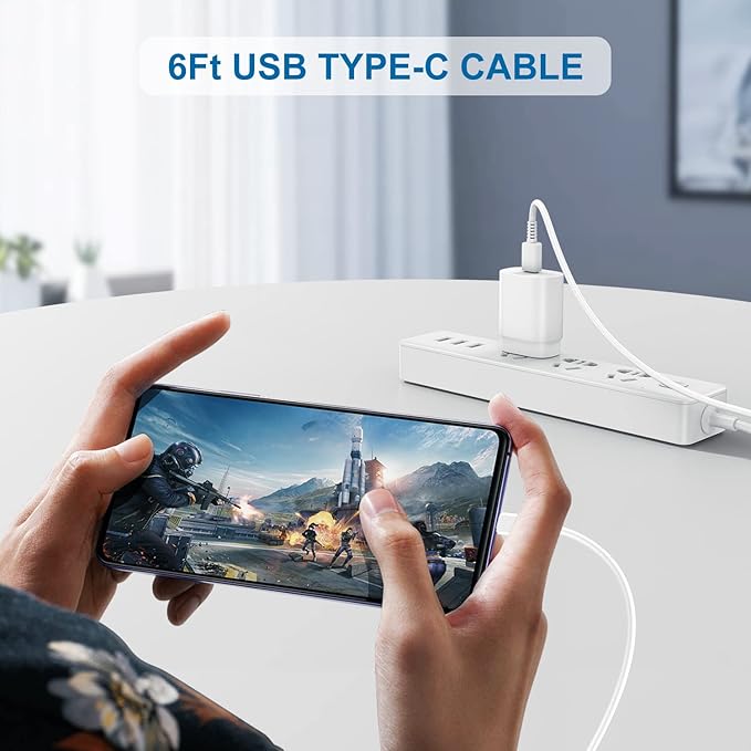Type C Charger, 2 Pack 25W PD USB C Wall Charger Super Fast Charging Block & 6ft Android Phone Charger Cable for Samsung Galaxy S23 S22 S21 S20 Plus Ultra, Note 20 10 9 8/ S10 S9 S8 Pixel 6 5 4 Pro XL