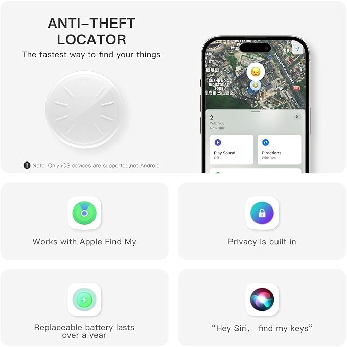 GPS Tracker for Vehicles, 1PCS Real Time GPS Tracker for Car Work with Find My (iOS Only),MINI Car Tracker Device Hidden,No Monthly Fee, Waterproof Car Tracker