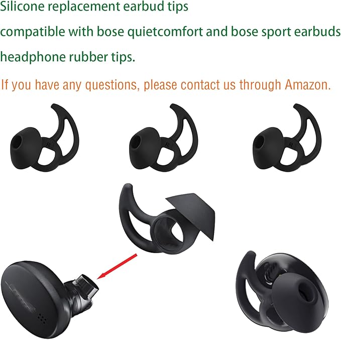 Silicone Replacement Earbud Tips Earbud Covers Ear Tips Compatible with Bose Quietcomfort and Sport Headphone Rubber Tips Large 3 Pairs
