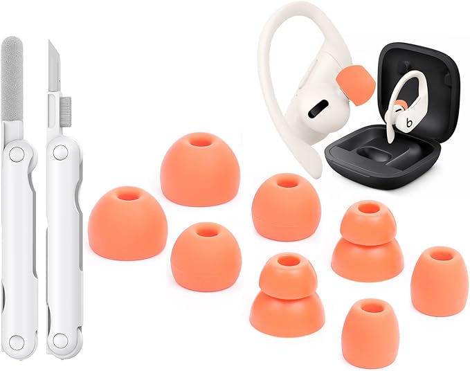 4 Pair Replacement Ear tip for Powerbeats Pro, Beats Earbuds Replacement Tips,Wireless Earphone Headphones, Silicone Earbuds Buds Set with Cleaning kit