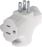 Projectpak 3 Outlet T Shaped Wall Plug Grounding Adapter Splitter Extender – Durable Grounded Power Tap | 3 Pack (White)