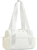 Mini Gym Bag for Women, Yoga Small Sports Bag for Women Girls, Waterproof PU Fitness Tote with Wet Compartment, White