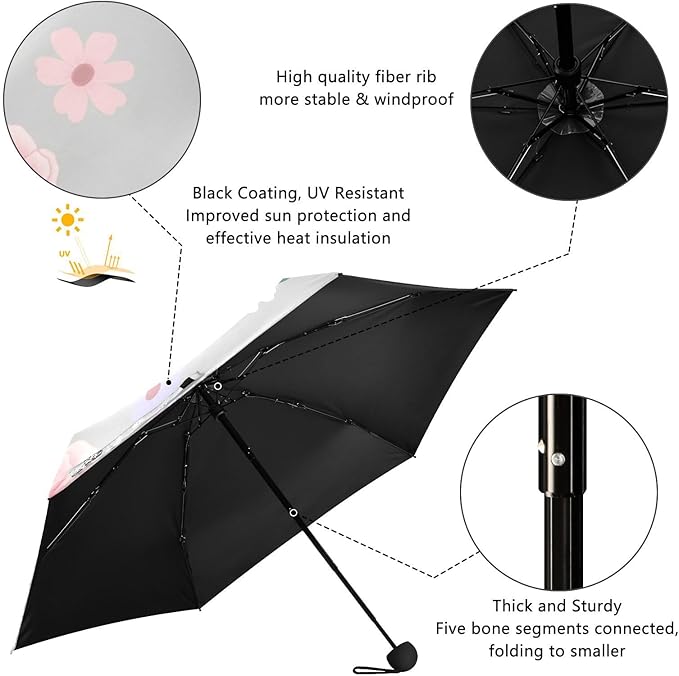 Cowboy Boots Pattern Umbrellas for Rain Windproof Small Folding Compact Mini Travel Umbrella for Purse Lightweight Portable Pocket for Women