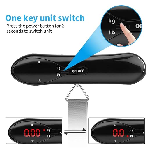 Digital Luggage Scale for Travel Essentials, Portable Handheld Digital Hanging Weight Scales for Travel Suitcase Hanging Postal Baggage, 50kg/110lb, Battery Included